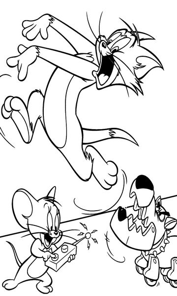 kolorowanka Tom i Jerry malowanka do wydruku z bajki dla dzieci, do pokolorowania kredkami, obrazek nr 2